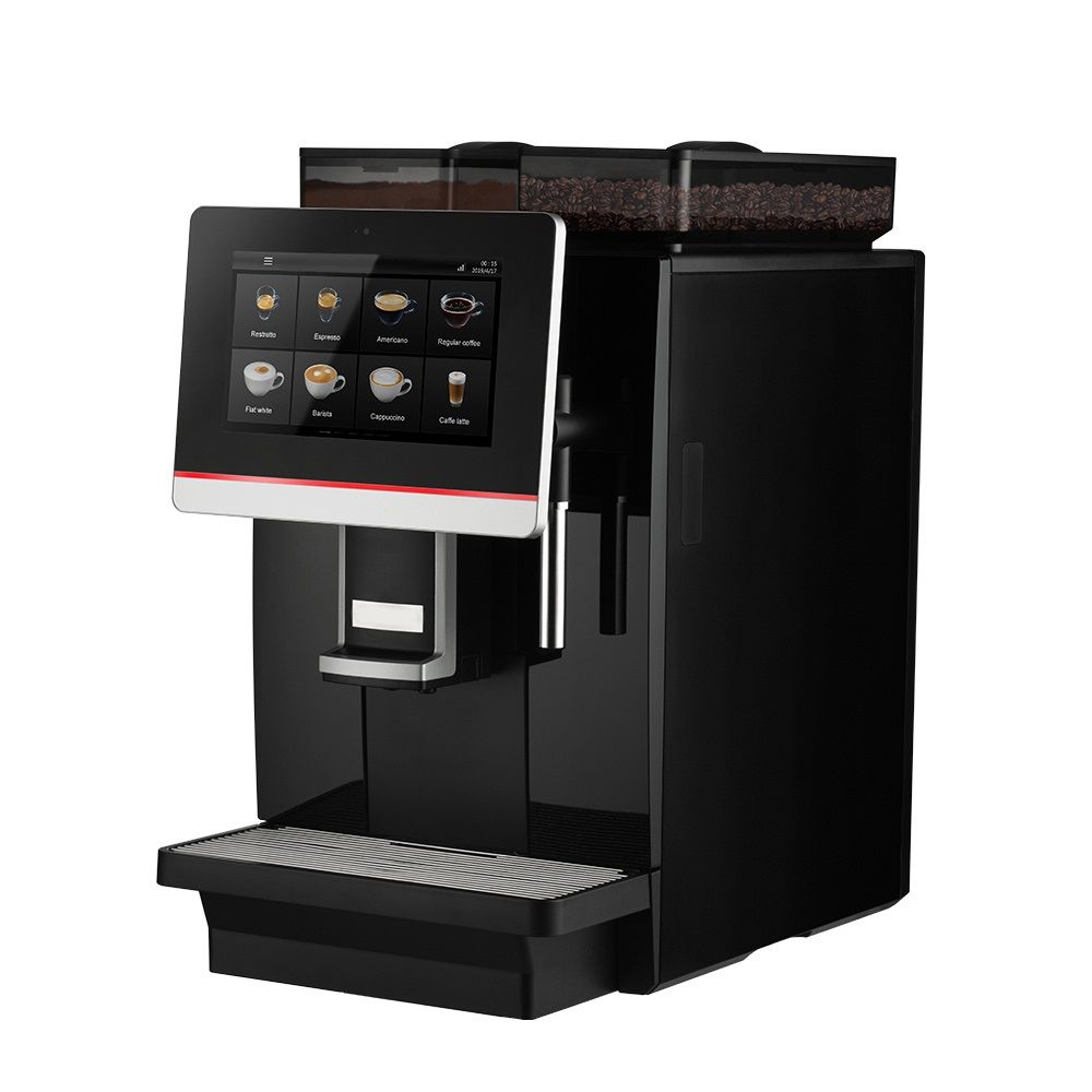 Franke Model-Bohnen-Milch-Schokolade-Heisses Wasser-Direktwasseranschluss-Touch Screen-Schwarz-Grosser Satzbehälter. Geeignet für 30-100 Personen-Gemahlen-Pulver-