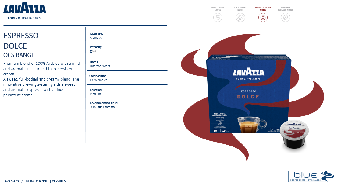 ESPRESSO Dolce 100% Arabica LAVAZZA BLUE 100 capsule (920)
