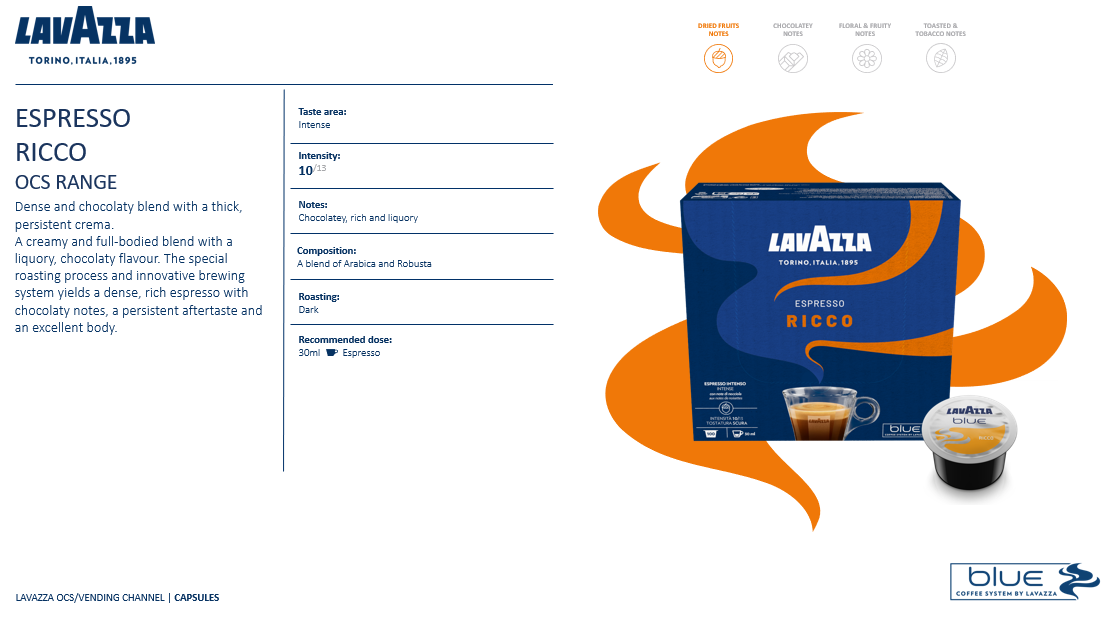 ESPRESSO Ricco LAVAZZA BLEU 100 capsules (960)