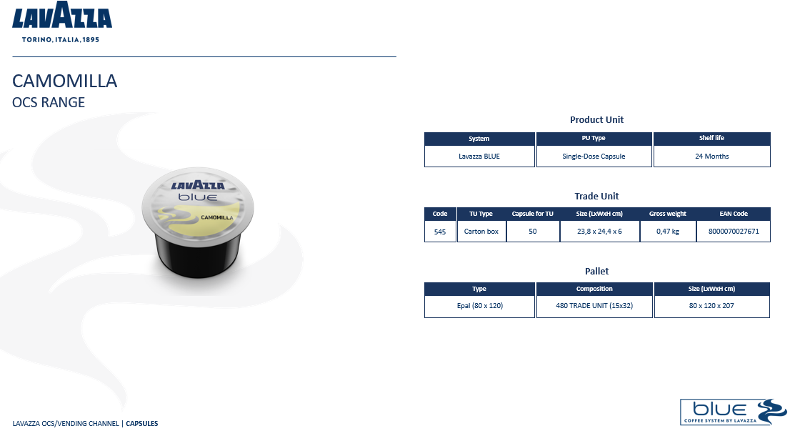 KAMILLENTEE LAVAZZA BLUE 50 Kapseln (857)