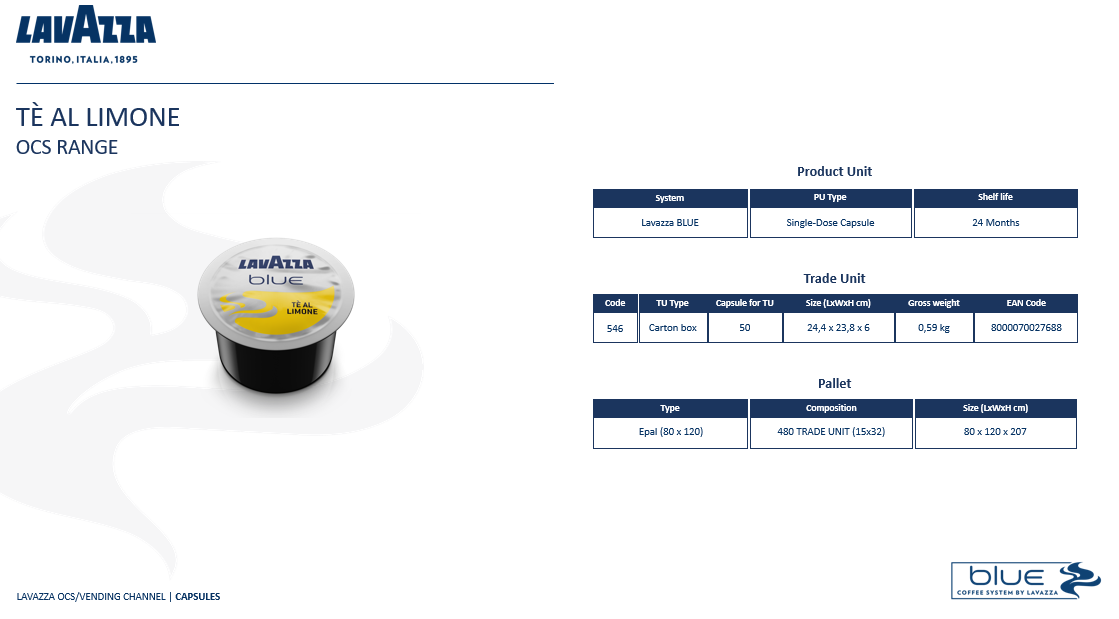 TÈ AL LIMONE LAVAZZA BLUE 50 capsule (869)