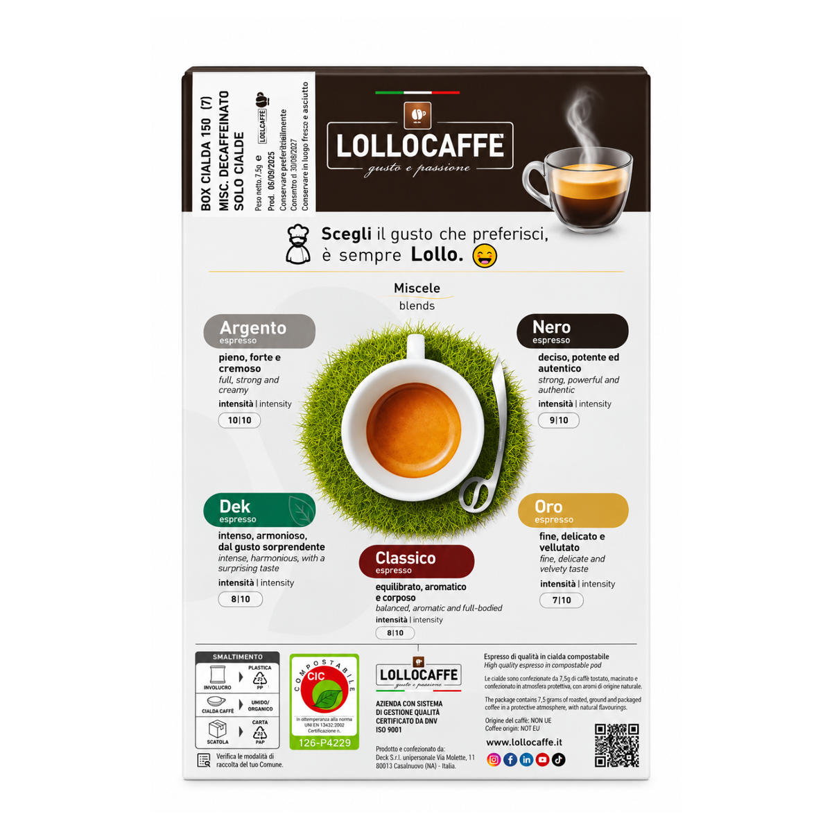 Produktbeschreibung für Lollo Caffè Pads DEK (LO03)