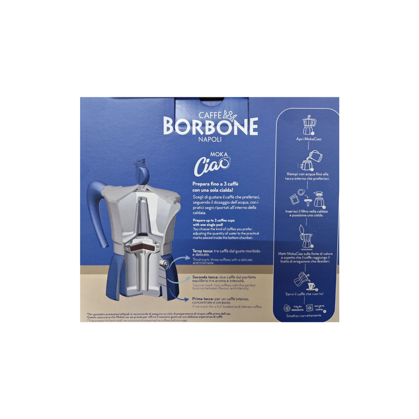 MokaCiao Moka-System Pads Geeignet für 3 Espresso Tassen für alle Kochfelder inkl. Induktion.