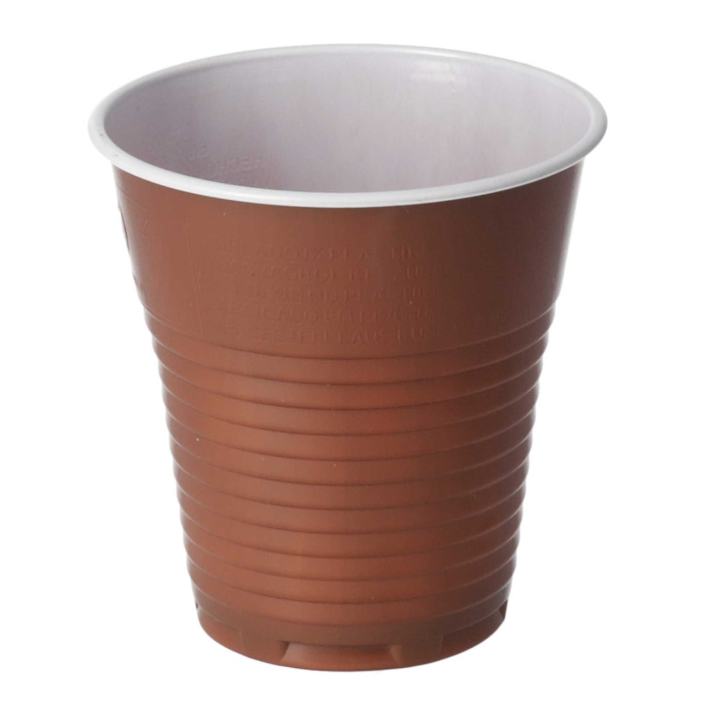 PLASTIKBECHER 165ml / 100Stk. (Kaffee) Design: Braun-Weiss (05338)