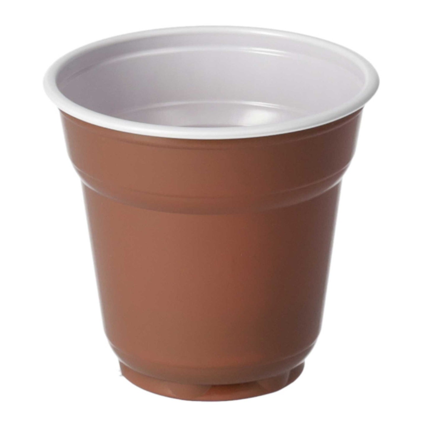 PLASTIKBECHER 88ml / 50Stk. (Espresso) Design: Braun-Weiss (04152)
