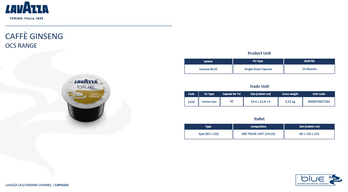 GINSENG LAVAZZA BLUE 50 capsule (815)