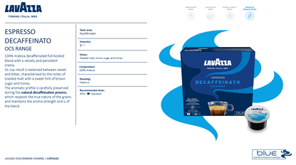 ESPRESSO DEK. Koffeinfrei 100% Arabica LAVAZZA BLUE 100 Kapseln (910)