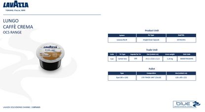 CAFFÈ Crema Lungo 100% Arabica LAVAZZA BLUE 100 Kapseln (970)