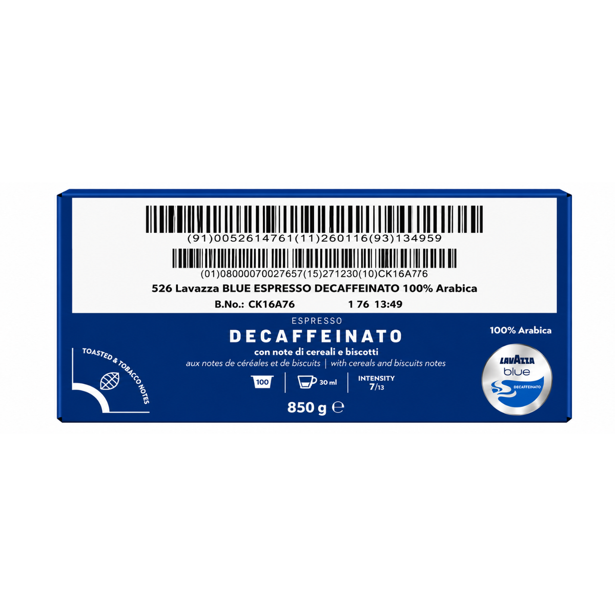 ESPRESSO DEK. Koffeinfrei 100% Arabica LAVAZZA BLUE 100 Kapseln (BL526)