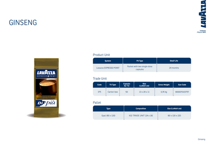 KAFFEE mit GINSENG LAVAZZA Espresso-Point 50 Kapseln (375)