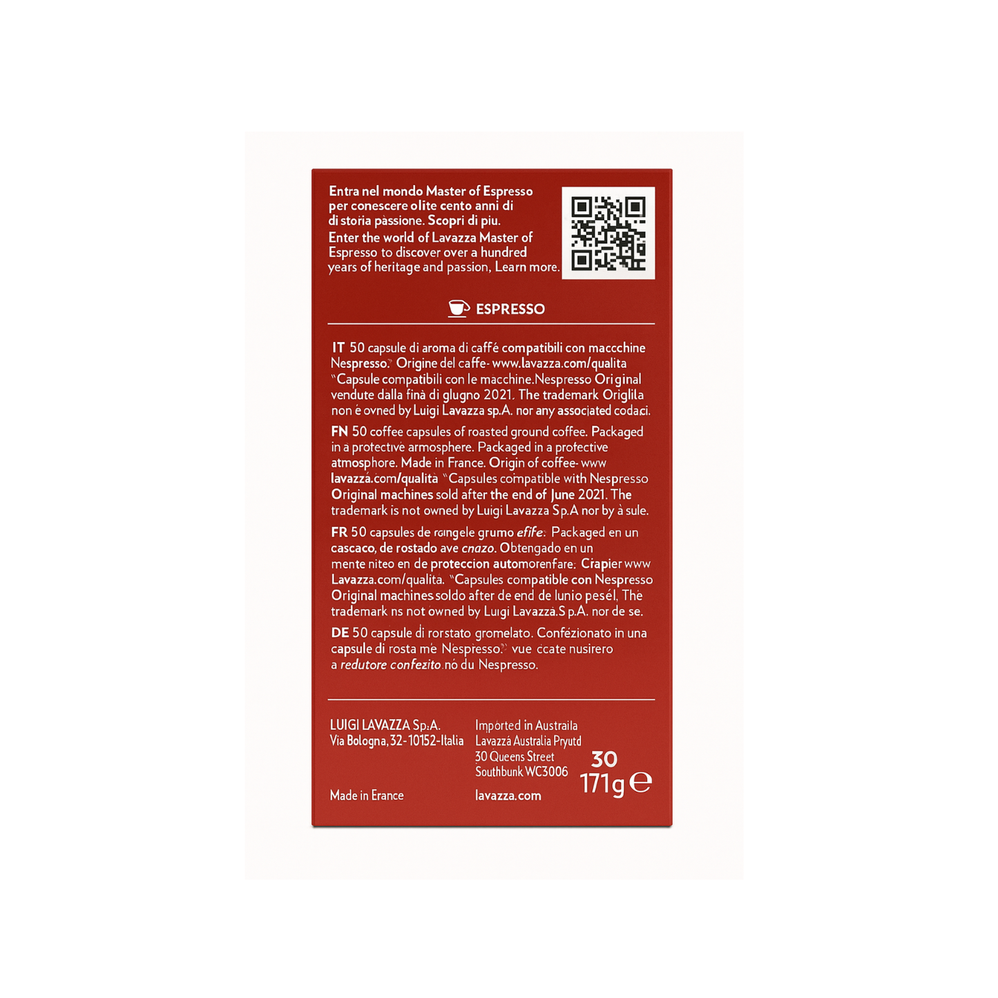 Expresso Maestro Lungo 10 capsules LAVAZZA Nespresso® (7005)