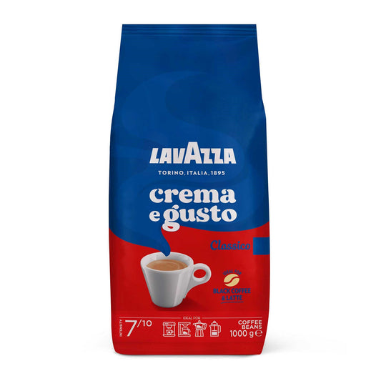 Crema e Gusto-Röstung- 7von10-Classico-1KG -Lavazza-1985-8g-für espresso-schnelle Lieferung 7 stunden-Rot Blau-Gemahlen-Torino-Kaffee Bohnen.